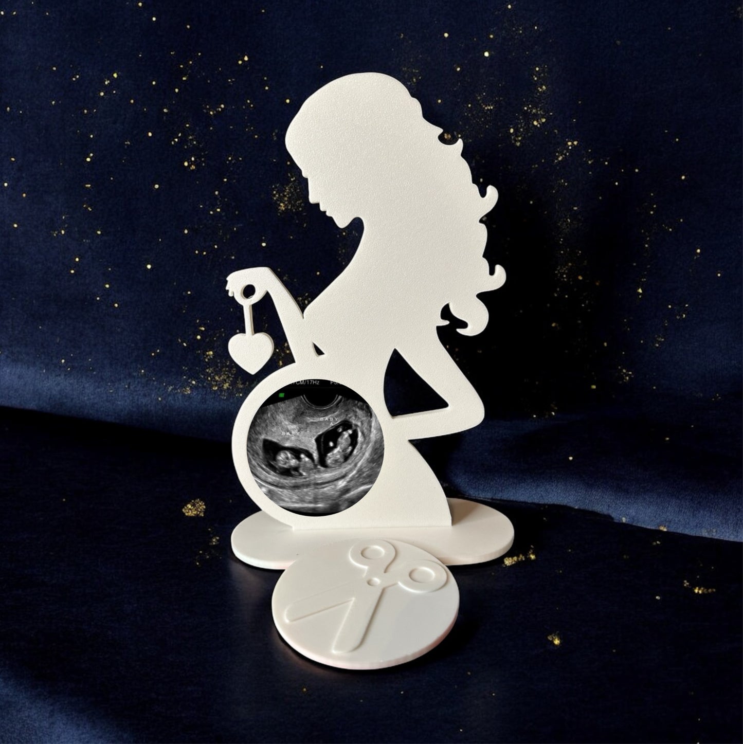 Pregnant Mom Silhouette Ultrasound Photo Frame – Available in White, Pink, or Blue