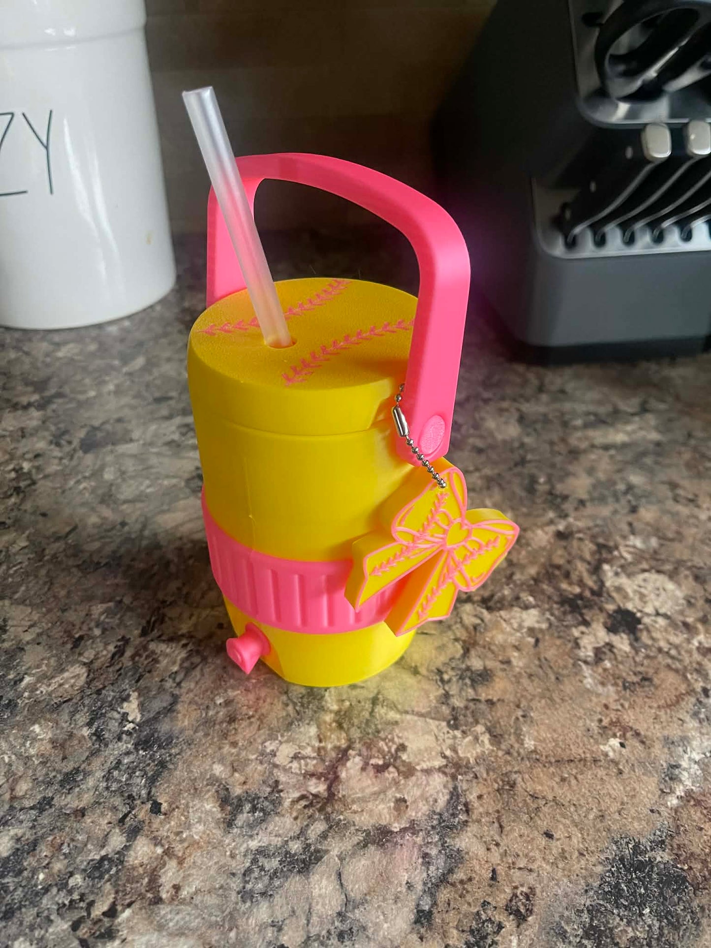 Softball 12oz Can Holder with Straw Lid & Handle | Sports Drink Holder | Softball Fan Gift | Game Day Accessory