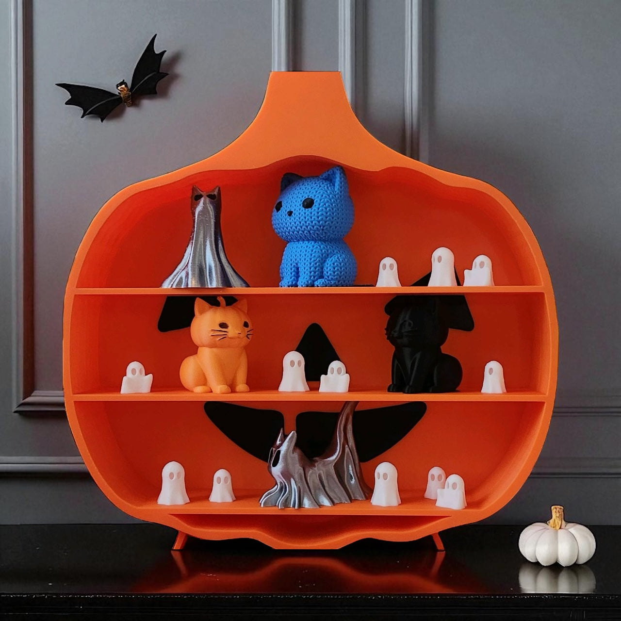 π Pumpkin Shelf Display β 10β Tall Halloween Jack-Oβ-Lantern Mini Figure Organizer