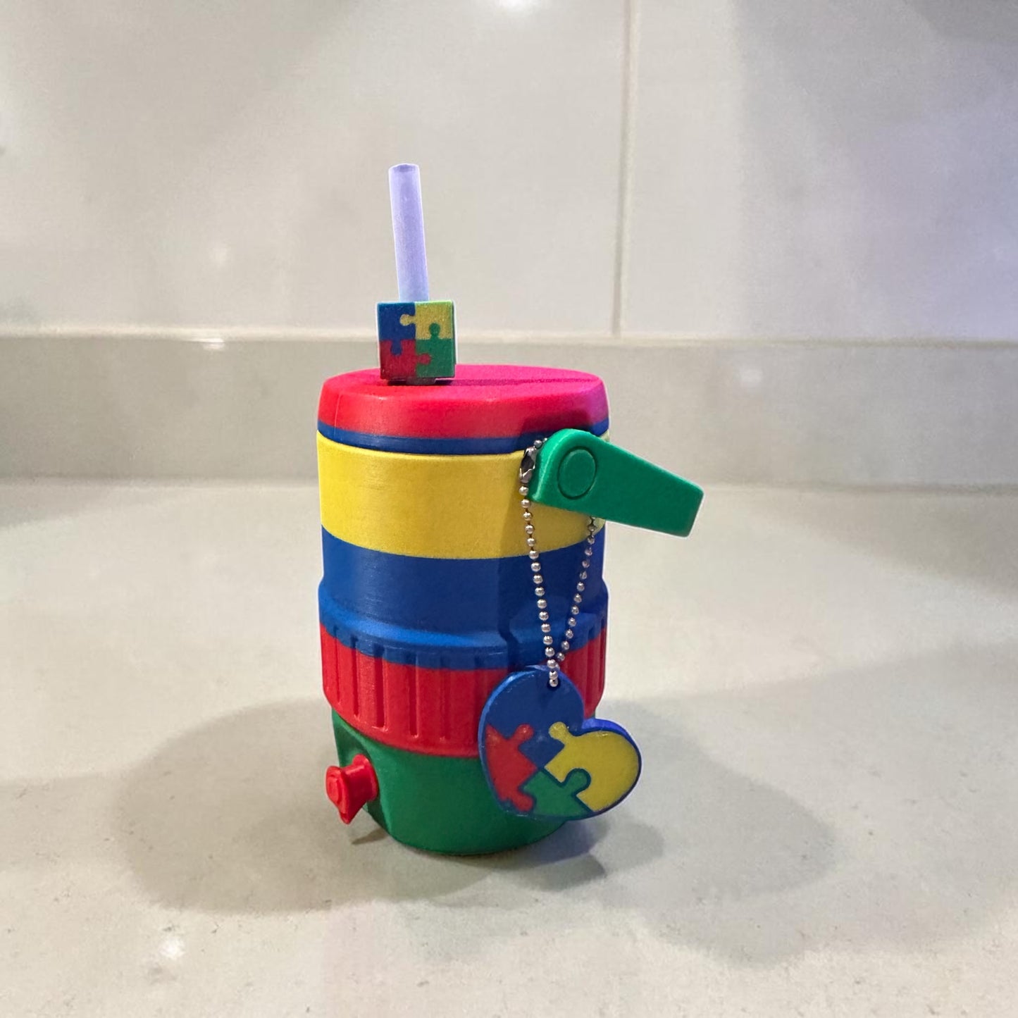 Autism Awareness 12oz Can Holder with Straw Lid & Handle