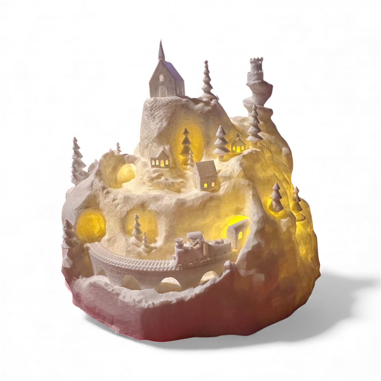 Snowy Mountain Christmas Village – LED Light-Up Holiday Display (Lights Not Included)