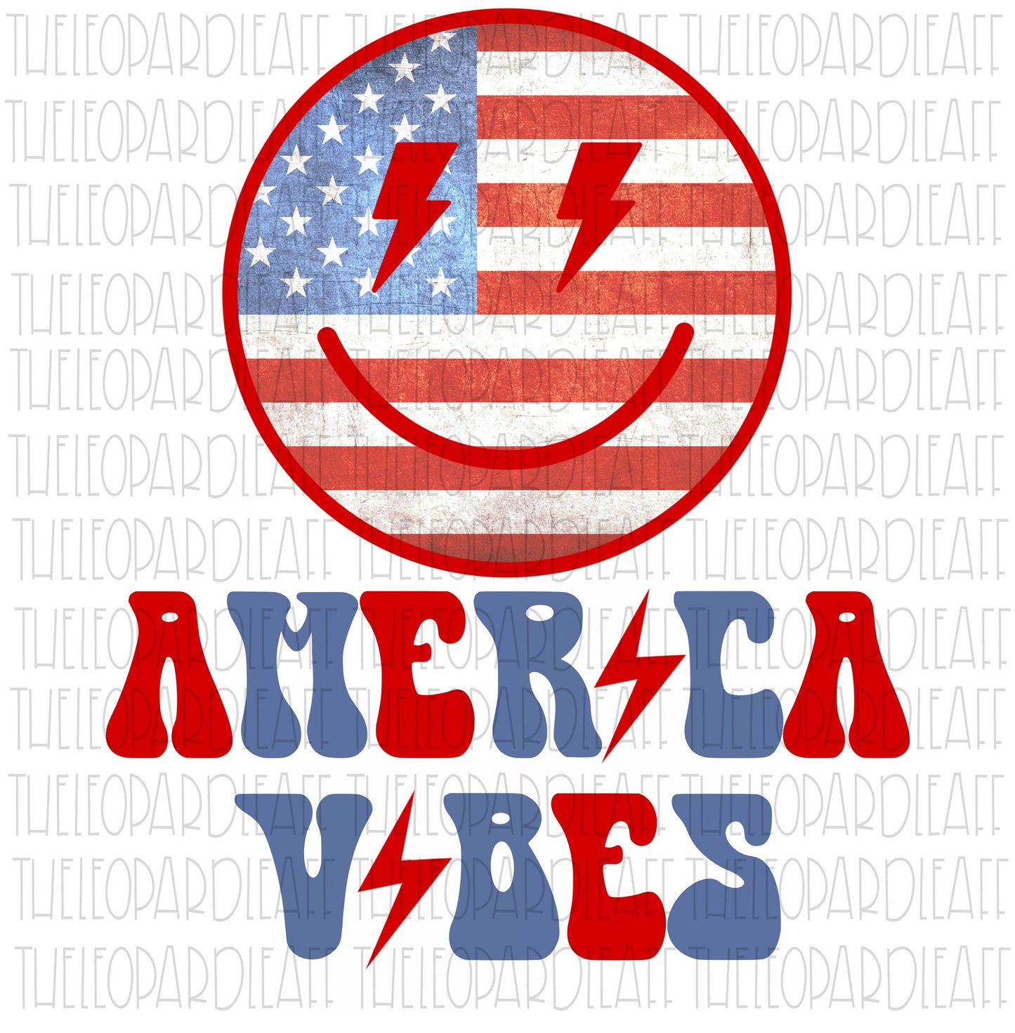 America Vibes, lightning bolt, 4th of July, Independence day, stars, DIGITAL DESIGN **png file for Sublimation**