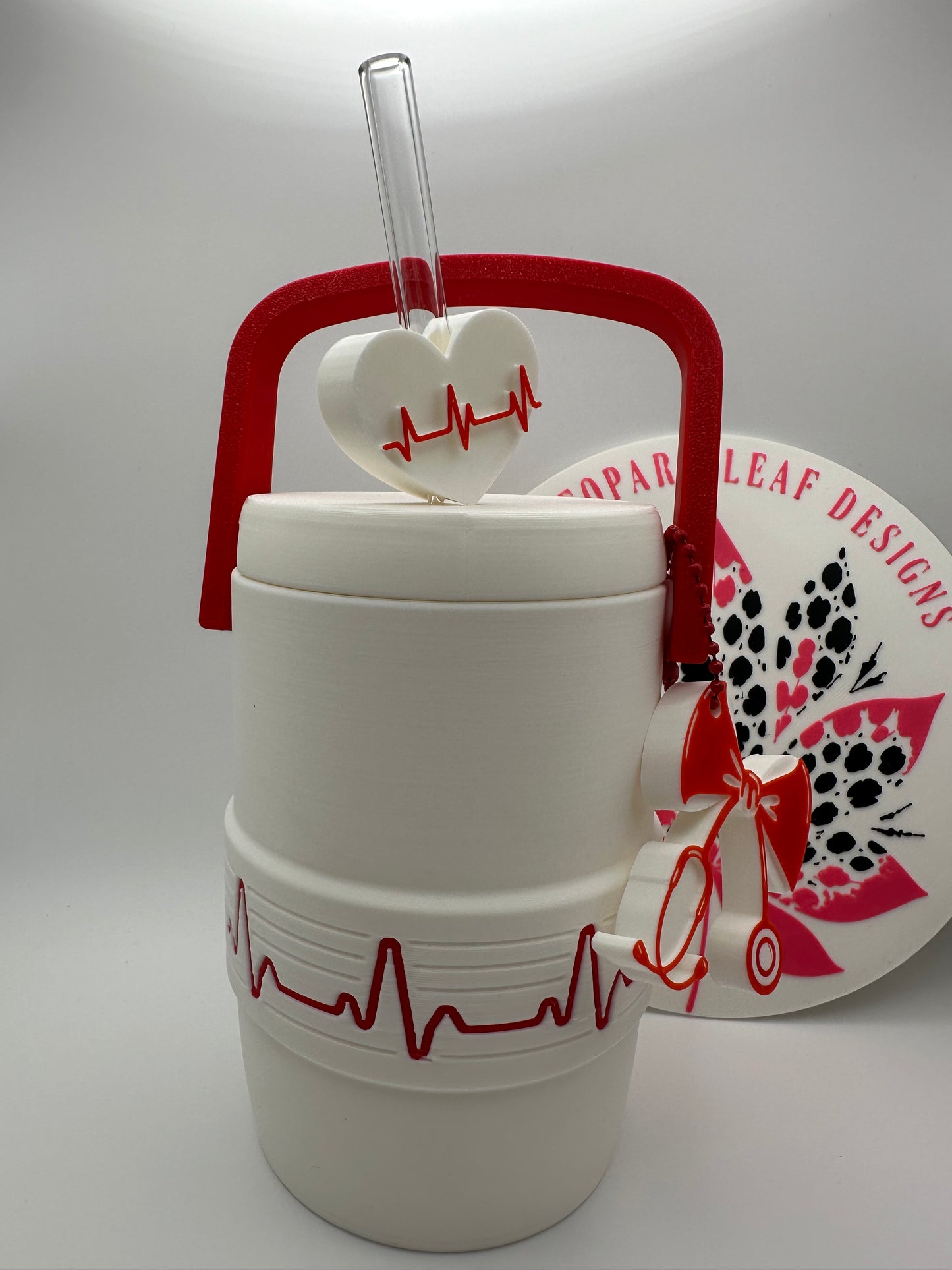 Nurse EKG Can Cooler with Optional Straw Topper & Pop Top Charm