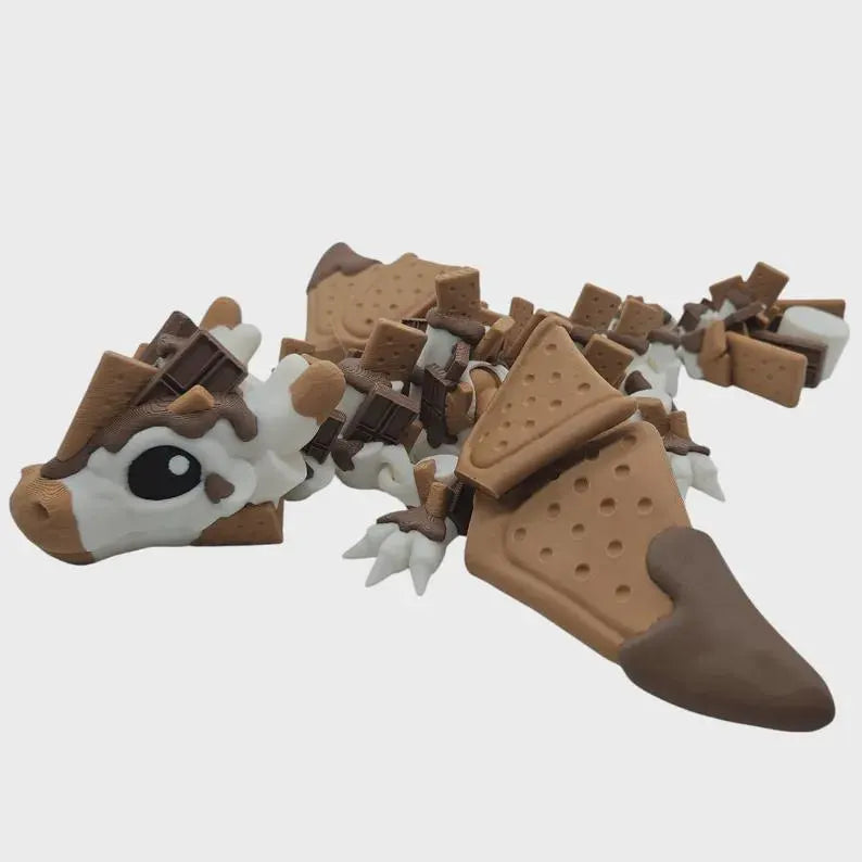 S’mores Dragon, articulated dragon, adult or baby, Christmas, 3d printed, Authorized seller