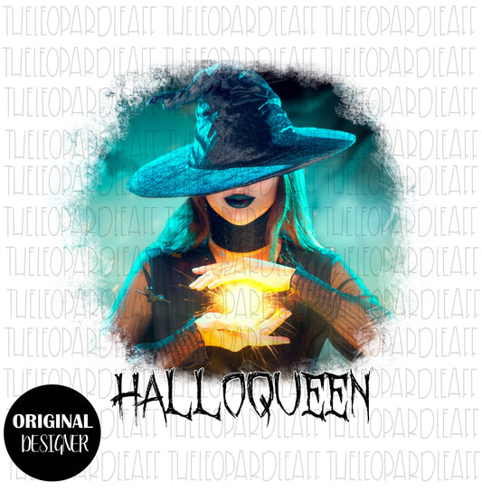Halloqueen, witch, Halloween, DIGITAL DESIGN **PNG file for Sublimation**