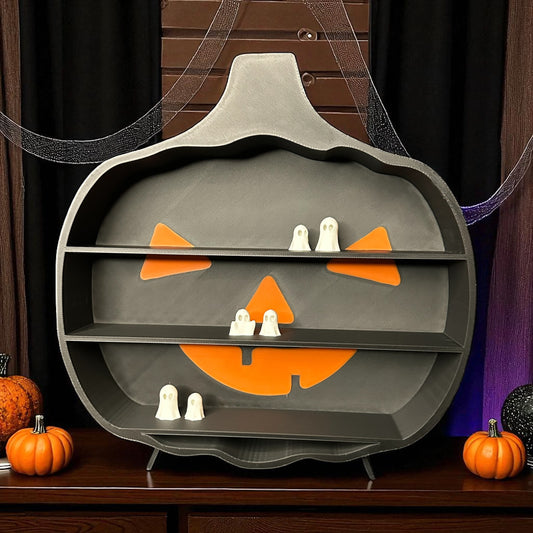 🎃 Pumpkin Shelf Display – 10” Tall Halloween Jack-O’-Lantern Mini Figure Organizer