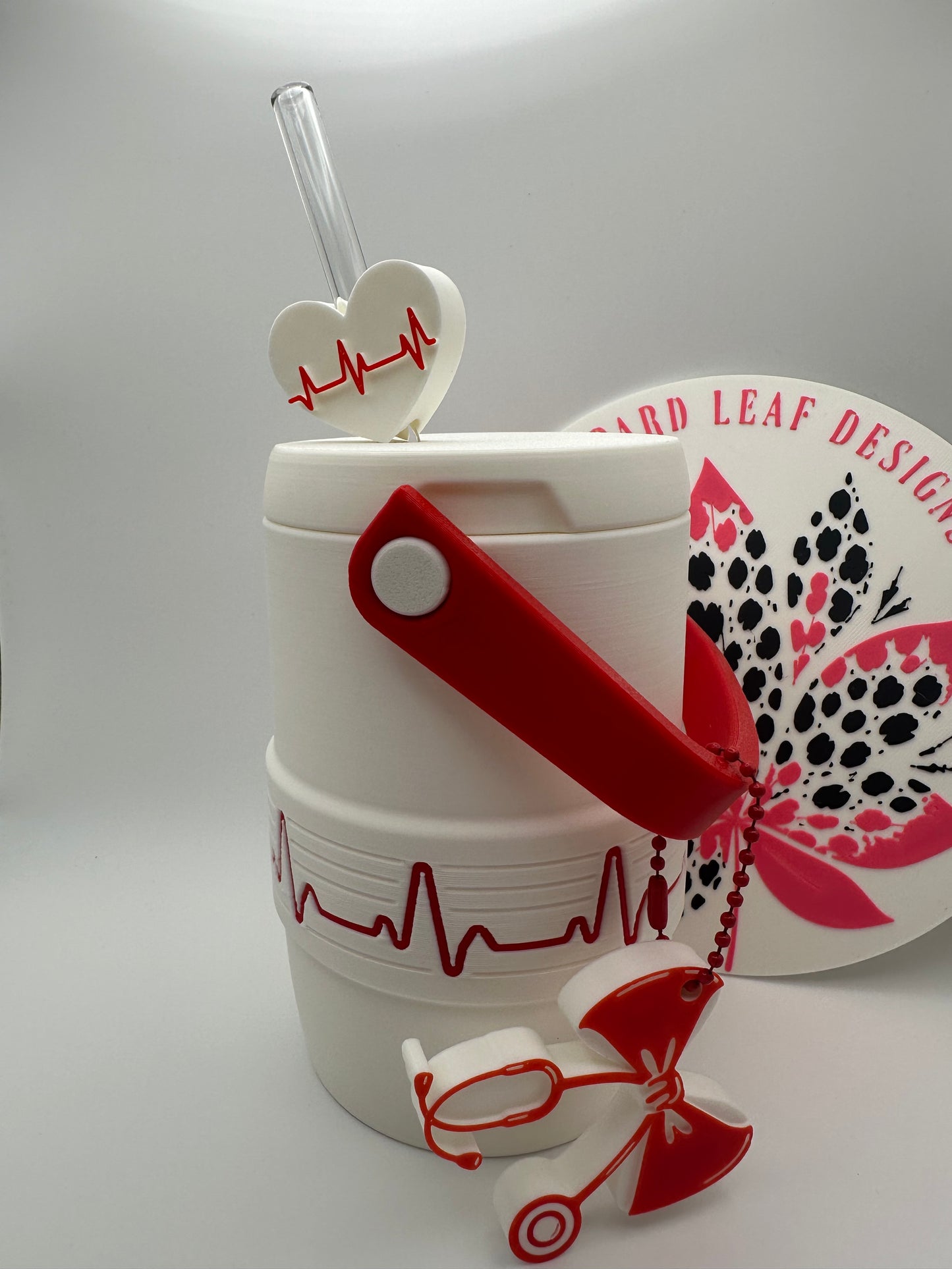 Nurse EKG Can Cooler with Optional Straw Topper & Pop Top Charm