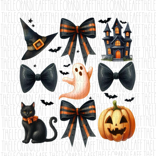 Halloween coquette, pumpkins and bows, ghost, Halloween, DIGITAL DESIGN **PNG file for Sublimation**