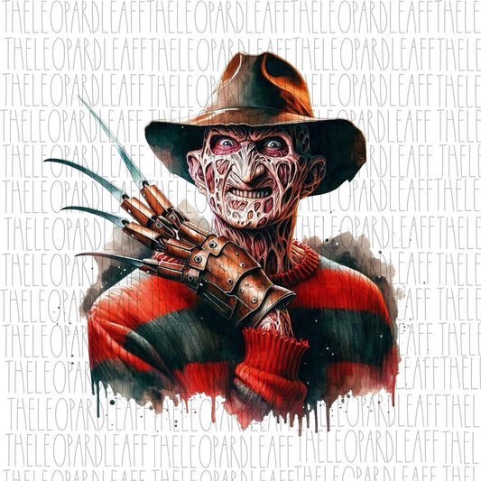 Freddy Krueger, horror character, watercolor, scary, Halloween, DIGITAL DESIGN **PNG file for Sublimation**