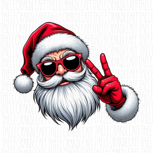 Retro Santa Claus peace sign, christmas, Santa,DIGITAL DESIGN **PNG file for Sublimation**