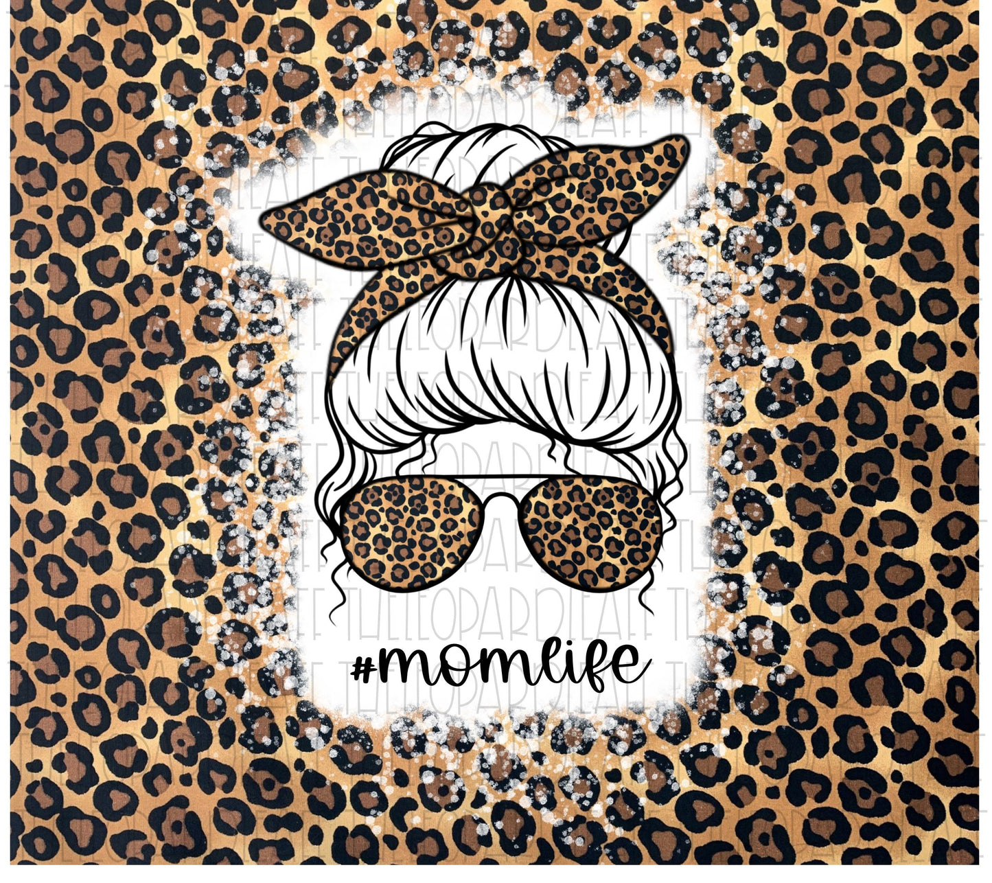 Mom life mom bun messy bun leopard print DIGITAL DESIGN **PNG file for Sublimation**