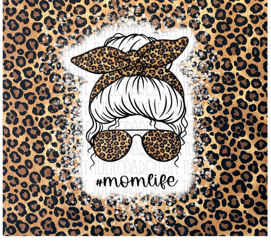 Mom life mom bun messy bun leopard print DIGITAL DESIGN **PNG file for Sublimation**
