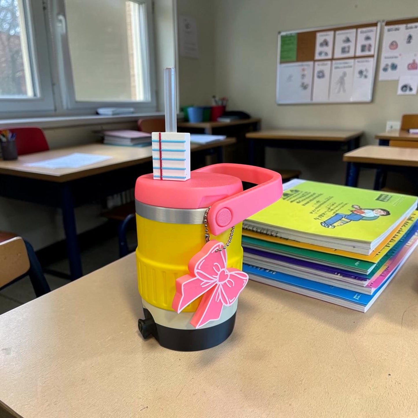 Pencil 12oz Can Holder with Straw Lid & Handle | Teacher Appreciation gift | Back to school
