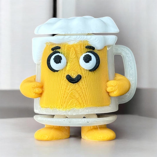 Brewbie the Mini Flexi Beer Mug | Articulated 3D Printed Desk Buddy & Fidget Toy