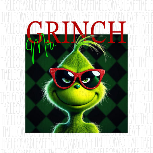 Mr Grinch, plaid,Christmas, DIGITAL DESIGN **PNG file for Sublimation**