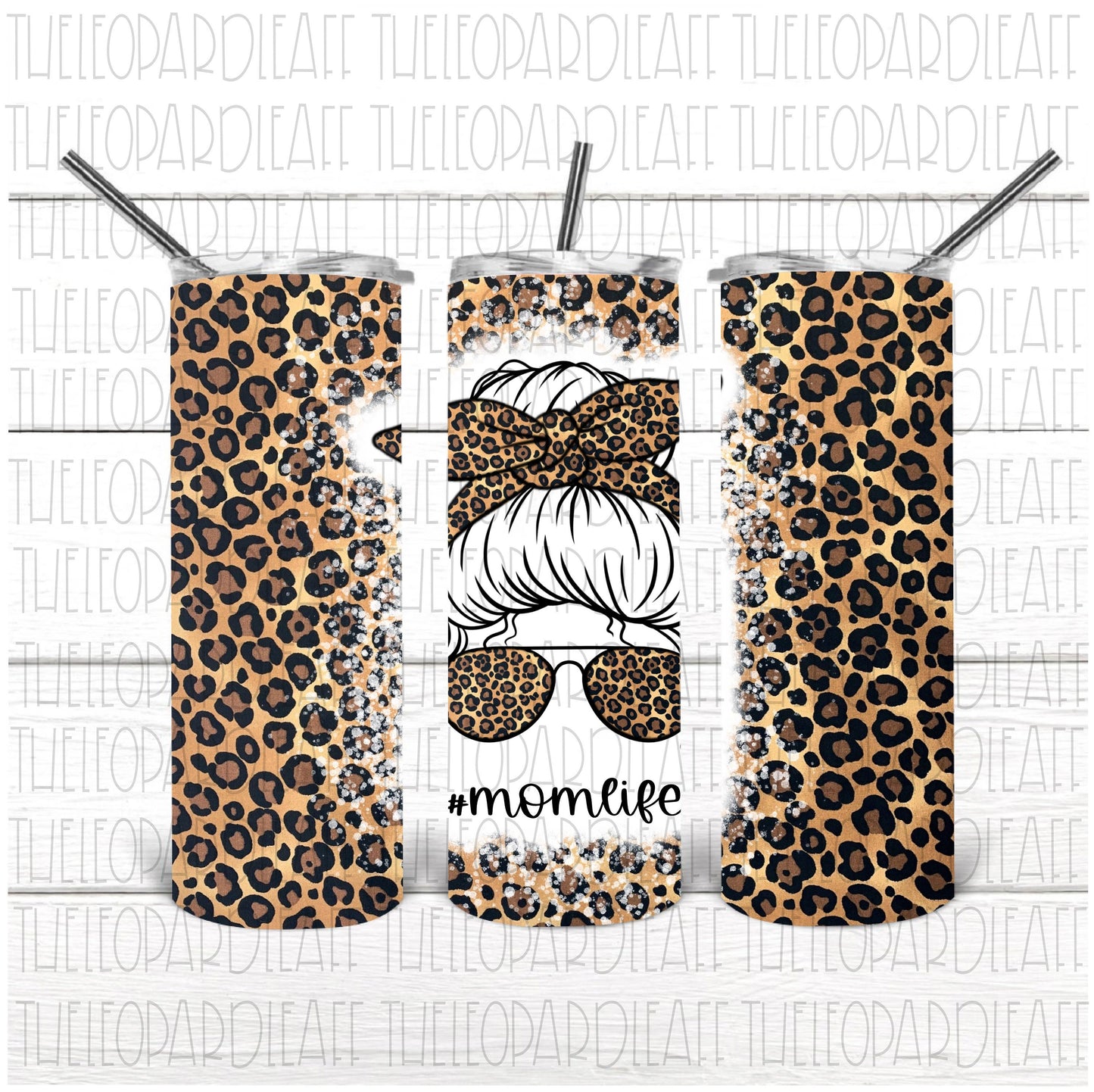 Mom life mom bun messy bun leopard print DIGITAL DESIGN **PNG file for Sublimation**