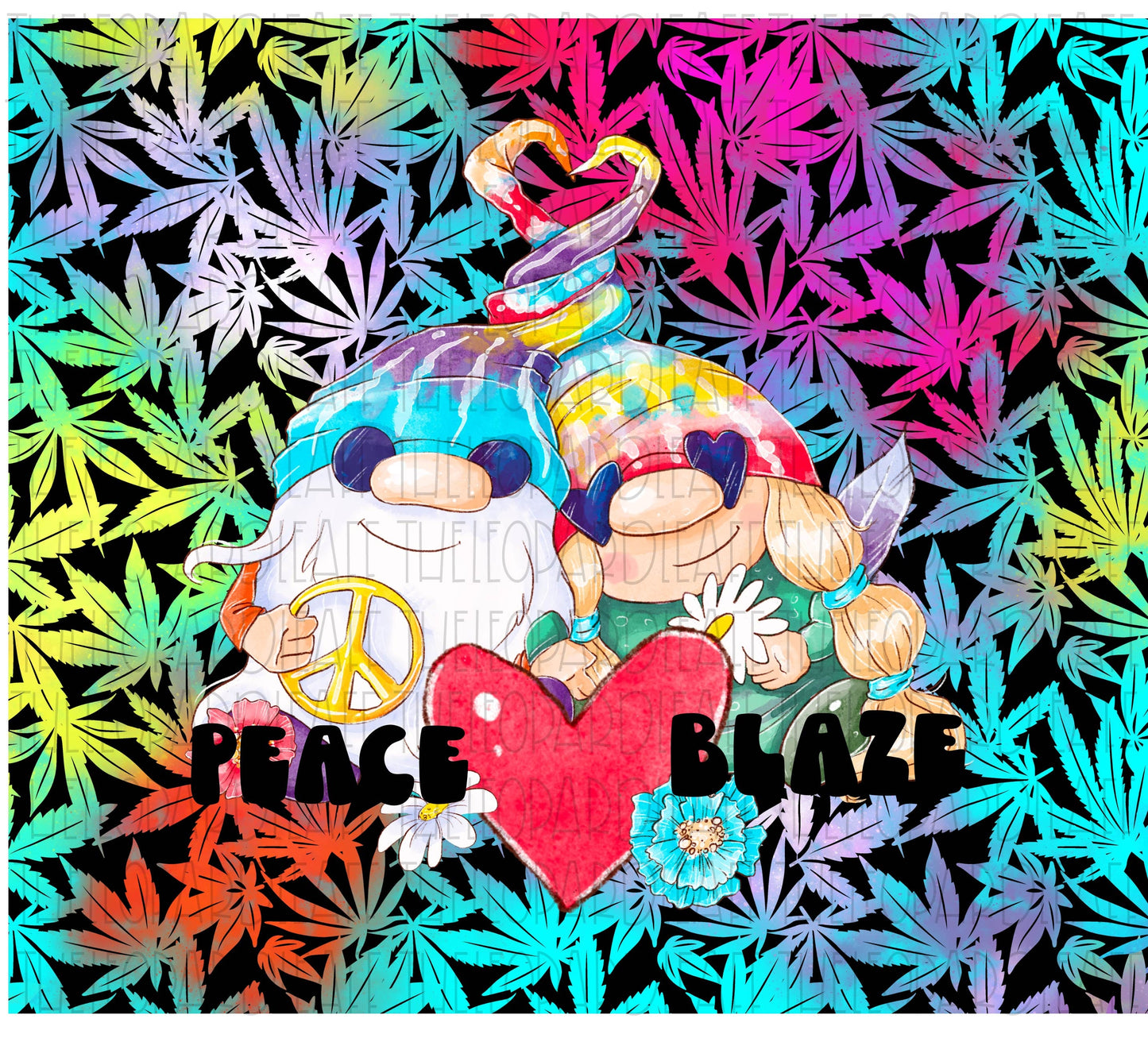 Peace love blaze gnomes galaxy cannabis, DIGITAL DESIGN **PNG file for Sublimation**
