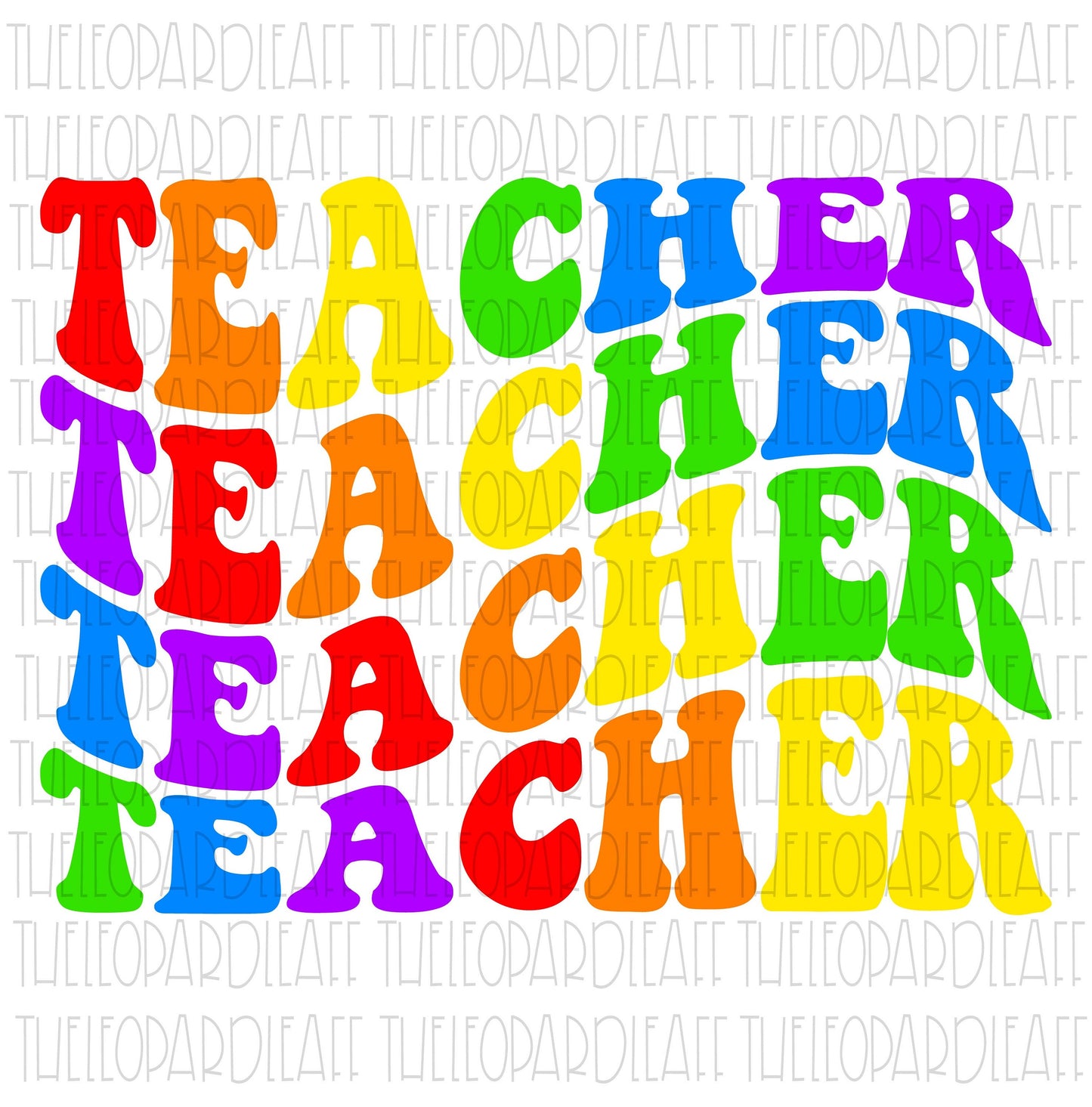 Teacher wavy letters, teacher appreciation, DIGITAL DESIGN **PNG file for Sublimation**