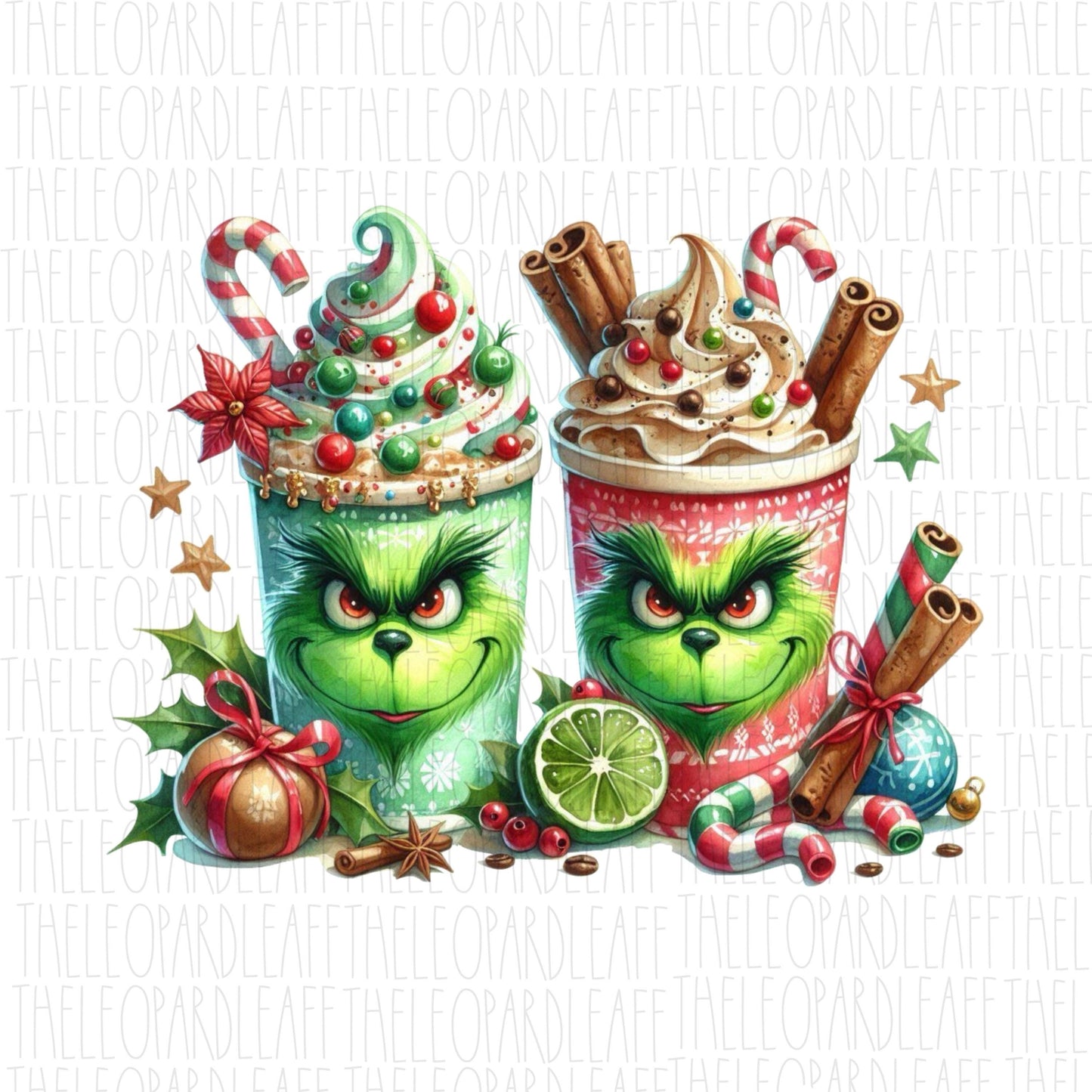 Grinch Christmas lattes, Christmas, DIGITAL DESIGN **PNG file for Sublimation**