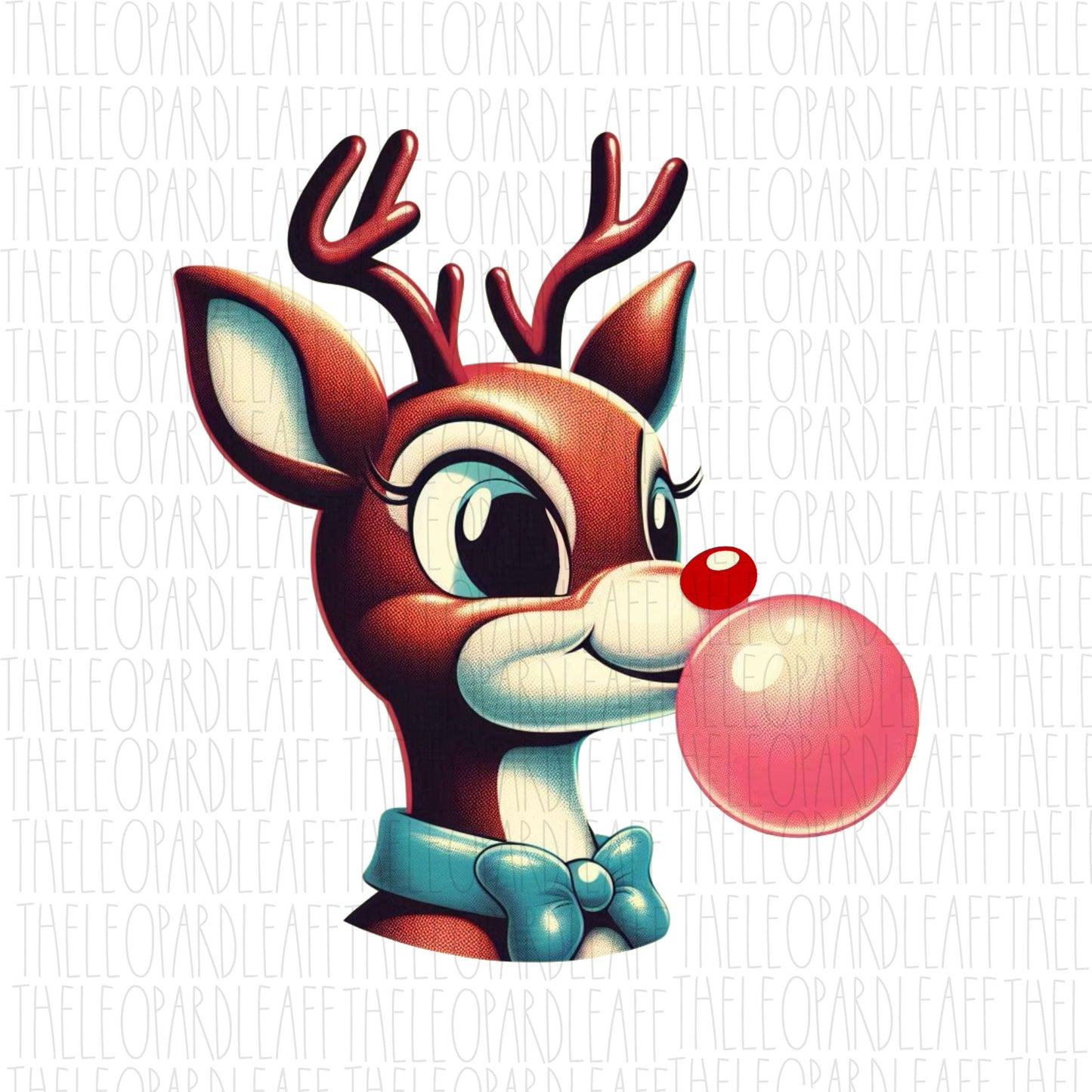 Retro Rudolph the red nose reindeer bubblegum, Christmas, DIGITAL DESIGN **PNG file for Sublimation**