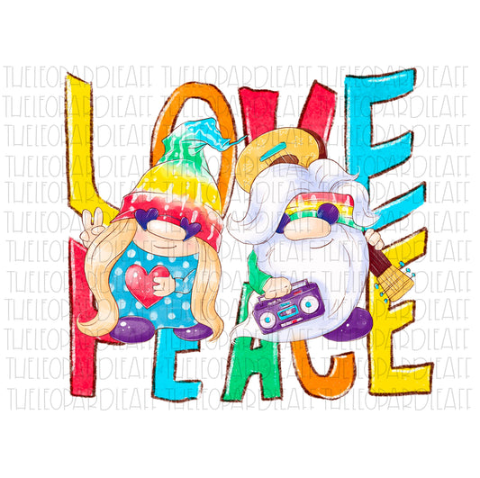 Love Peace Gnomes Hippie Gnomes DIGITAL DESIGN **PNG file for Sublimation**