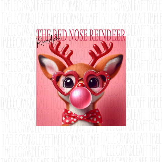 Rudolph the red nose reindeer bubblegum, christmas, Santa,DIGITAL DESIGN **PNG file for Sublimation**