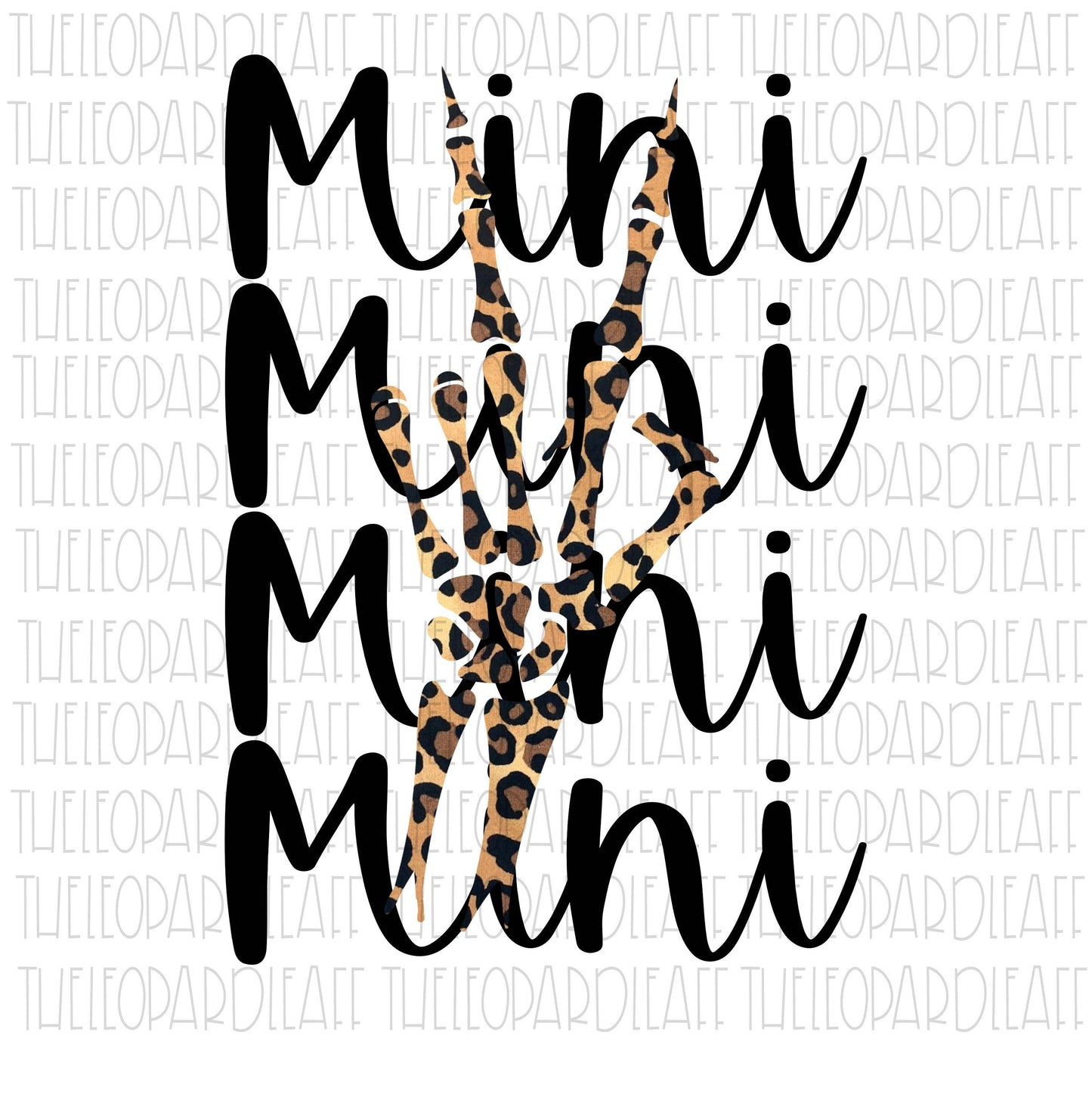 Mini leopard print skeleton peace sign DIGITAL DESIGN **PNG file for Sublimation**