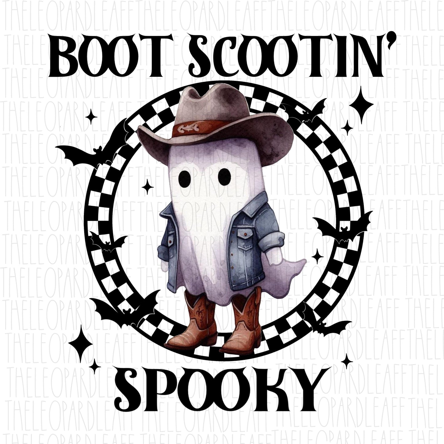 Boot scootin spooky,western ghost,halloween, DIGITAL DESIGN **PNG file for Sublimation**