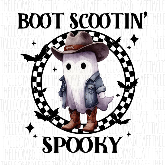 Boot scootin spooky,western ghost,halloween, DIGITAL DESIGN **PNG file for Sublimation**