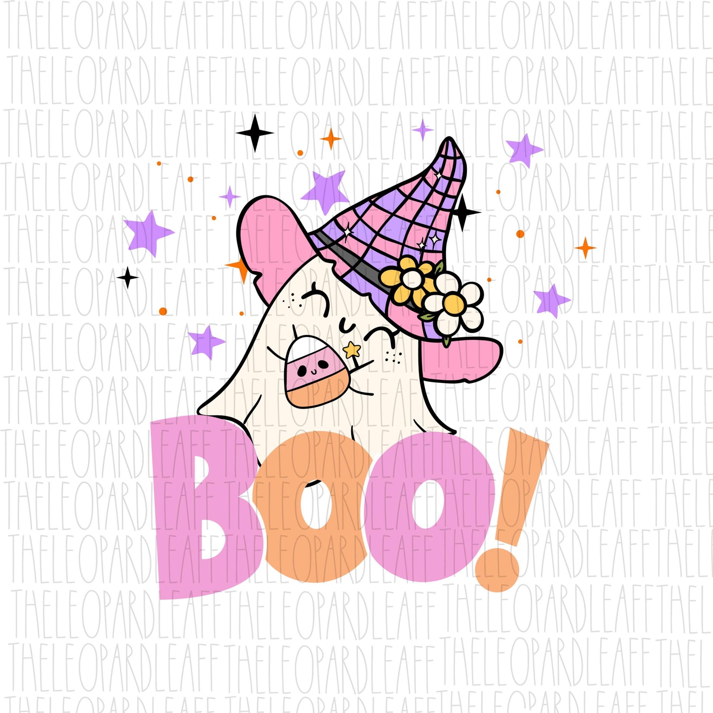 Boo ghost, candy corn, pastel, Halloween, DIGITAL DESIGN **PNG file for Sublimation**