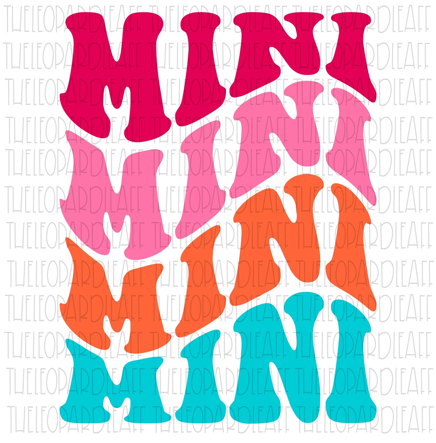 Mini mini wavy colored font, DIGITAL DESIGN **PNG file for Sublimation**