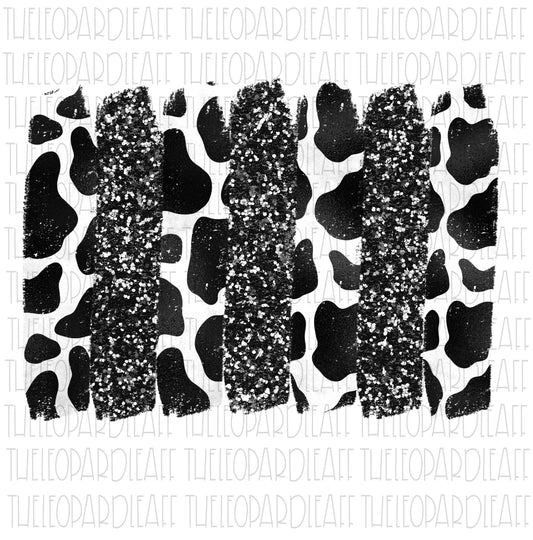 Cow print glitter brush strokes, DIGITAL DESIGN **PNG file for Sublimation**