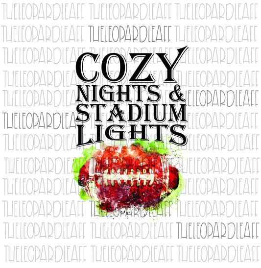 Cozy Nights & Stadium Lights, football, DIGITAL DESIGN **PNG file for Sublimation**