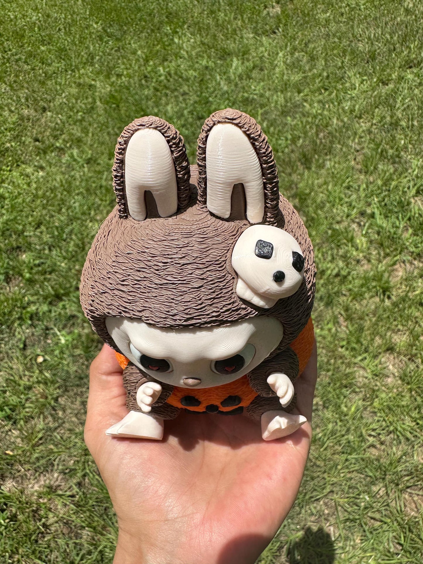 Spooky pumpkin monster inspired Labubu with rotating eyes, 3d printed figure,Collectible