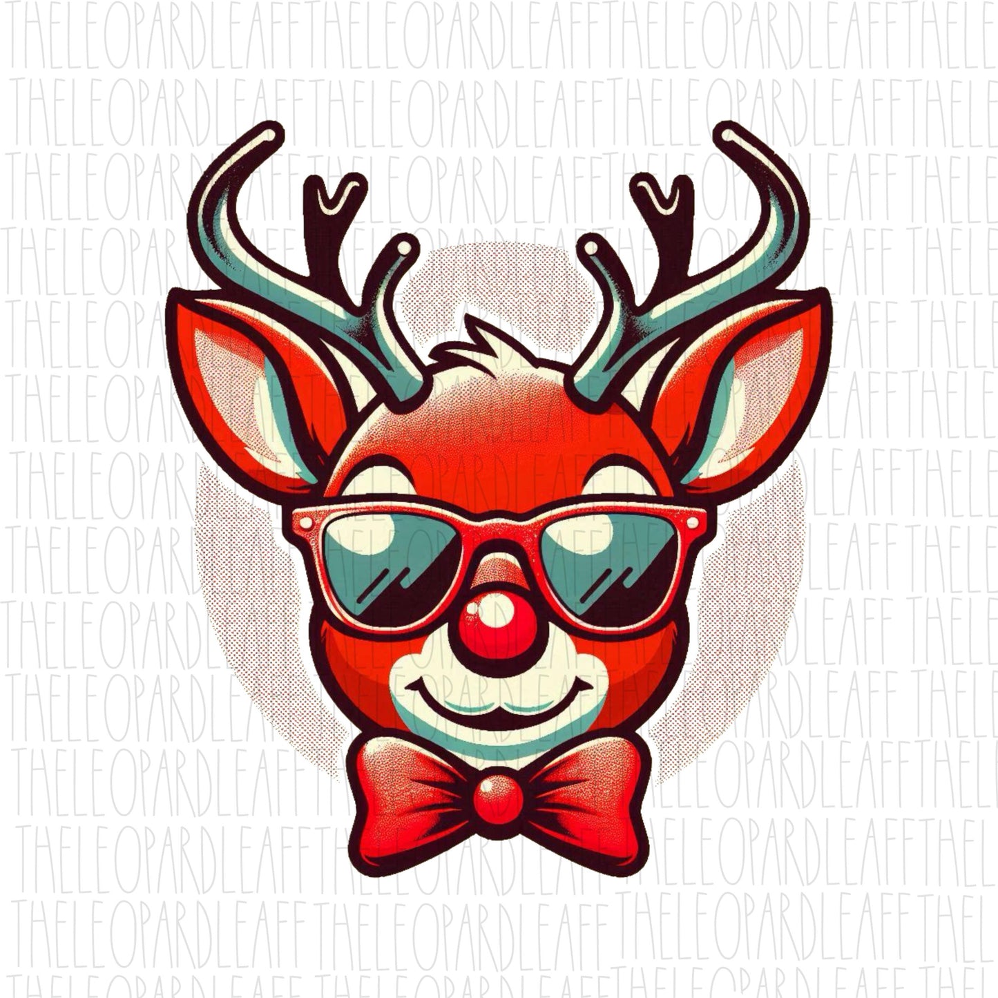 Retro Rudolph the red nose reindeer, christmas, Santa,DIGITAL DESIGN **PNG file for Sublimation**