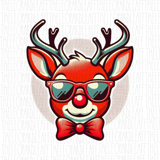 Retro Rudolph the red nose reindeer, christmas, Santa,DIGITAL DESIGN **PNG file for Sublimation**