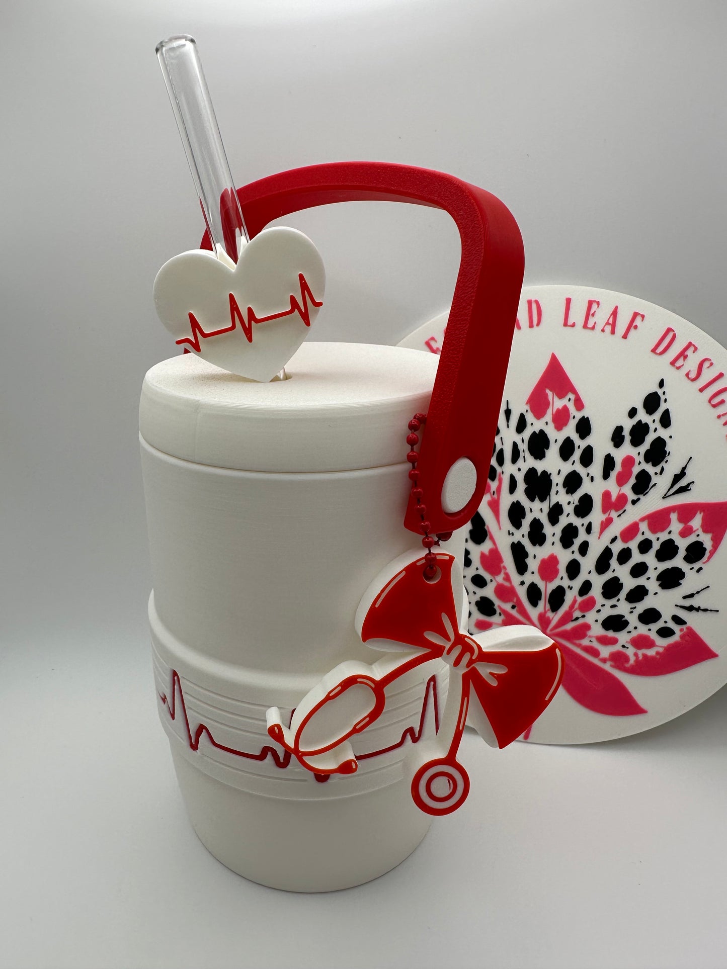 Nurse EKG Can Cooler with Optional Straw Topper & Pop Top Charm