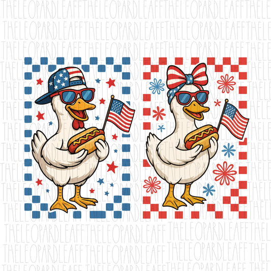 Patriotic Goose, matching boy girl, 4th of July, hot dog, DIGITAL DESIGN **PNG file for Sublimation**