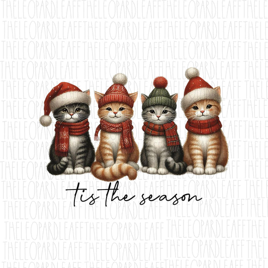 Tis the season, Christmas cats, meow, Christmas, DIGITAL DESIGN **PNG file for Sublimation**