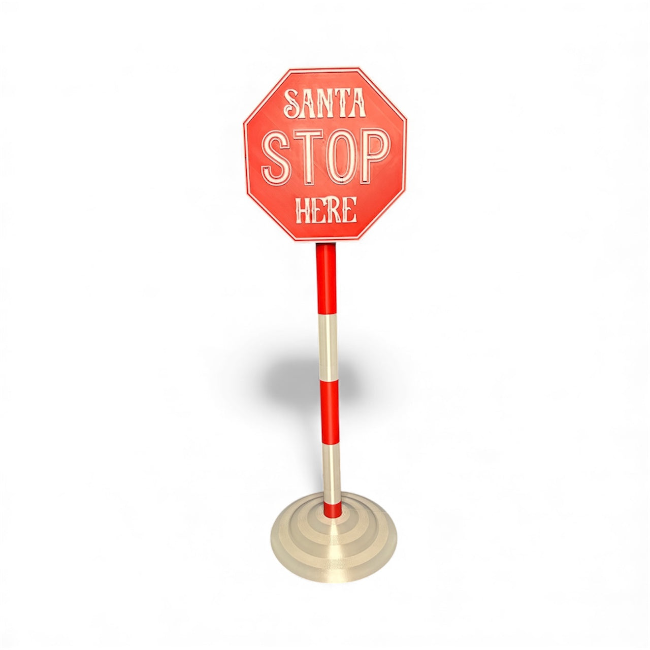 Light Up Santa Stop Here Sign- Holiday Decoration