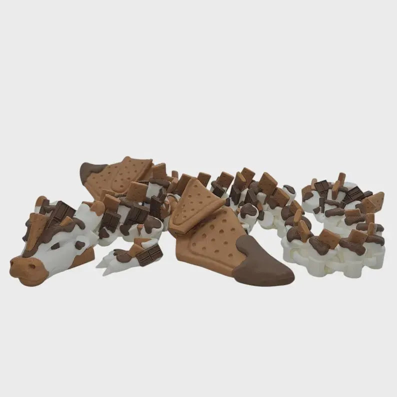 S’mores Dragon, articulated dragon, adult or baby, Christmas, 3d printed, Authorized seller