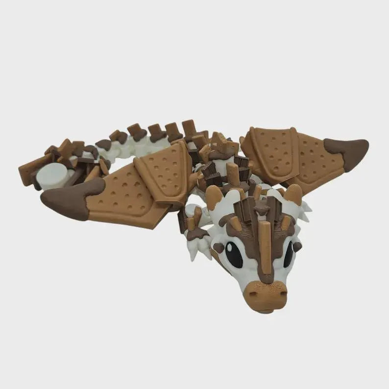 S’mores Dragon, articulated dragon, adult or baby, Christmas, 3d printed, Authorized seller