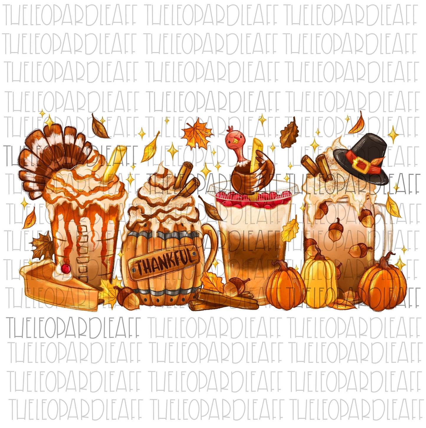 Thanksgiving coffee lattes, DIGITAL DESIGN **PNG file for Sublimation**