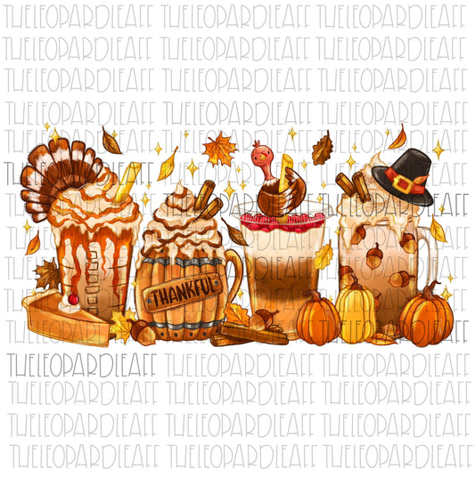 Thanksgiving coffee lattes, DIGITAL DESIGN **PNG file for Sublimation**