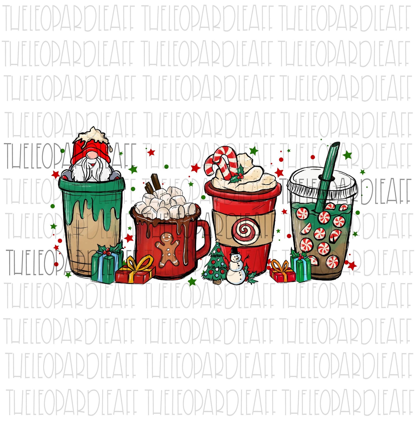 Christmas coffee lattes, Christmas, DIGITAL DESIGN **PNG file for Sublimation**