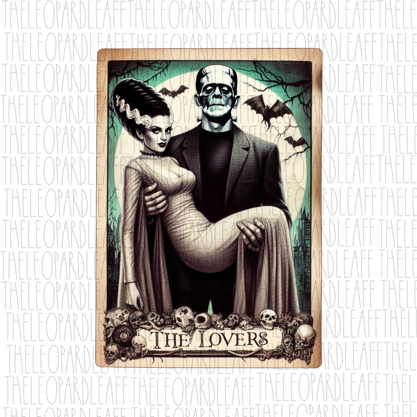 Frankenstein The Lovers Card,tarot card, Halloween,DIGITAL DESIGN **PNG file for Sublimation**