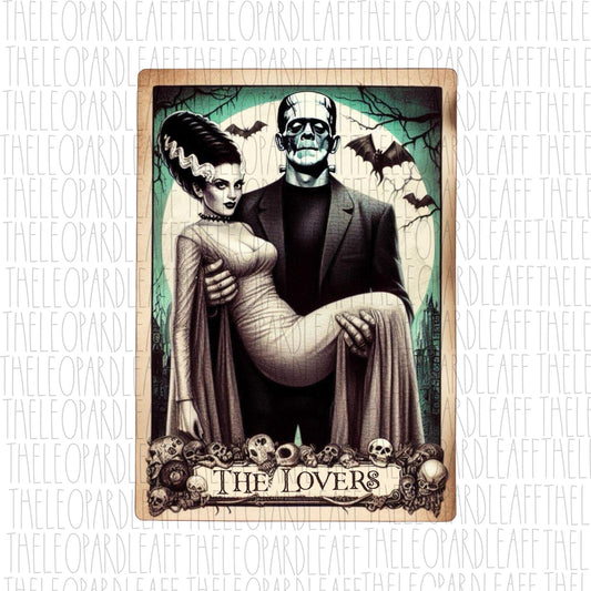 Frankenstein The Lovers Card,tarot card, Halloween,DIGITAL DESIGN **PNG file for Sublimation**