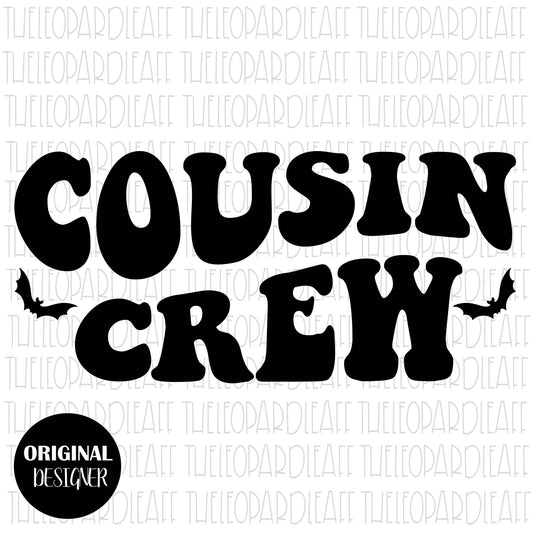 Cousin crew wavy letters, halloween, digital design **3 files PNG ,SVG, DXF**