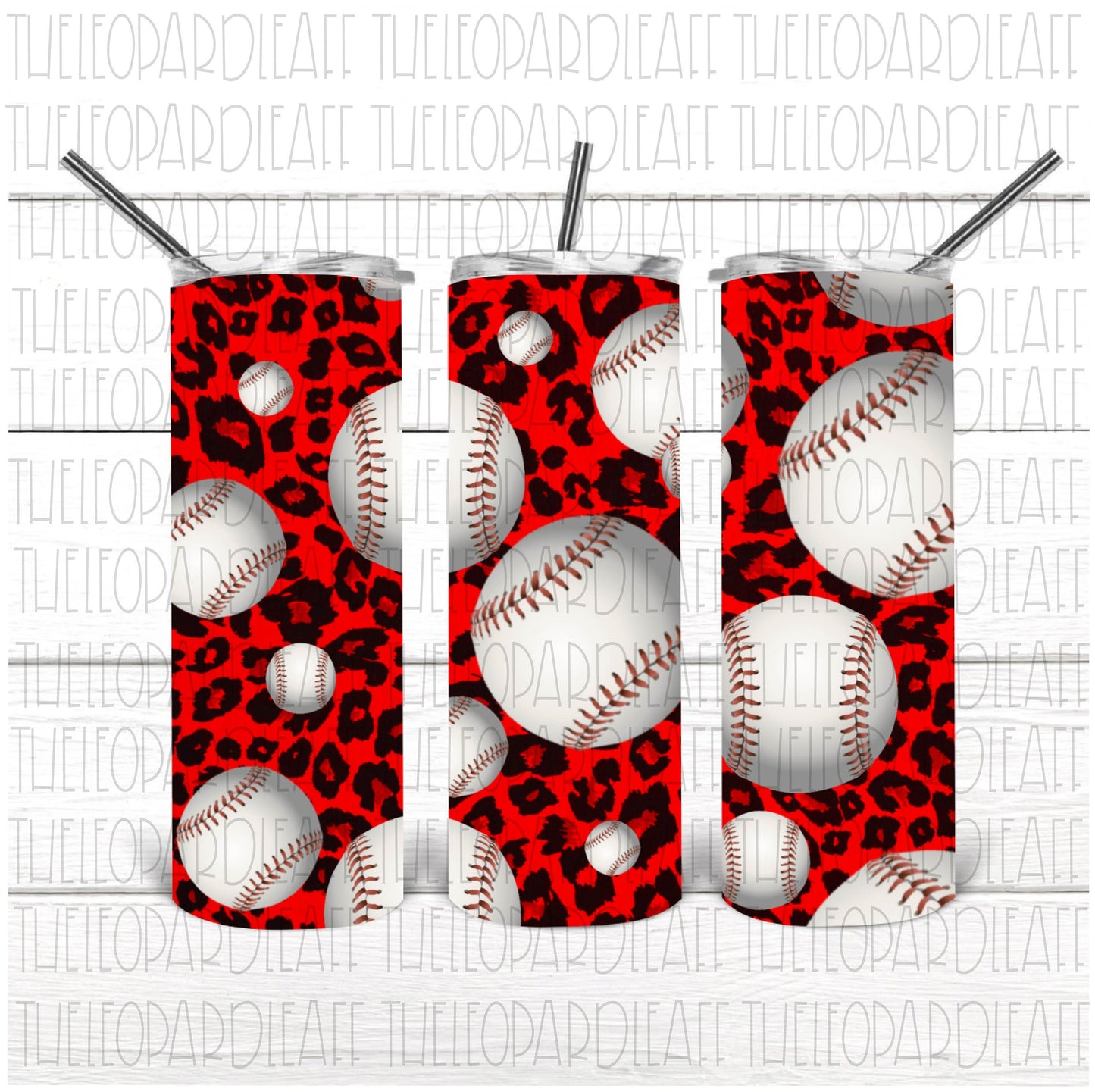 Baseball leopard print, Digital Paper, 20oz skinny tumbler,DIGITAL DESIGN **PNG file for Sublimation**