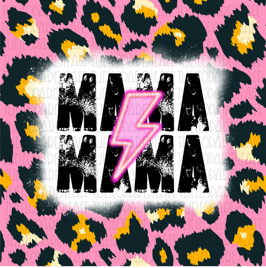 Mama mama bolt pink leopard print background DIGITAL DESIGN **PNG file for Sublimation**